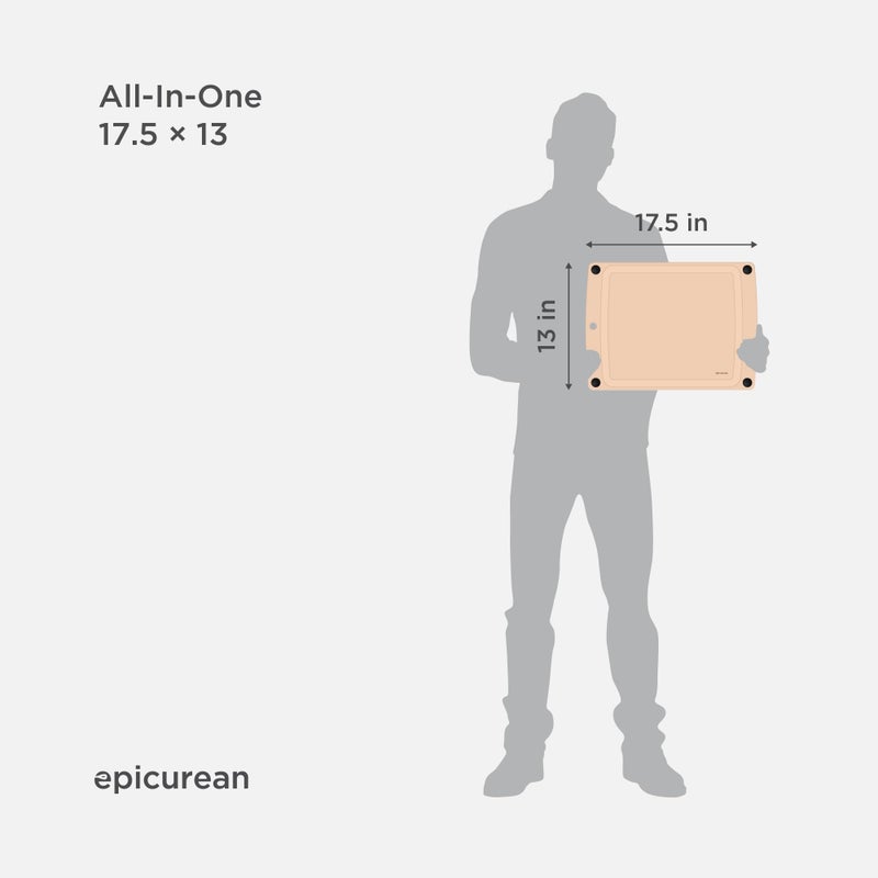 Epicurean All-In-One Cutting Board with Non-Slip Feet and Juice Groove, 17.5" Ã— 13", Natural/Black - Image 3